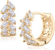 CZ by Kenneth Jay Lane Chevron Cubic Zirconia Huggie Hoop Earrings