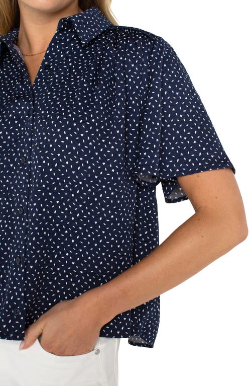 Liverpool Los Angeles Print Short Sleeve Button-up Shirt In Navy White Ditsy