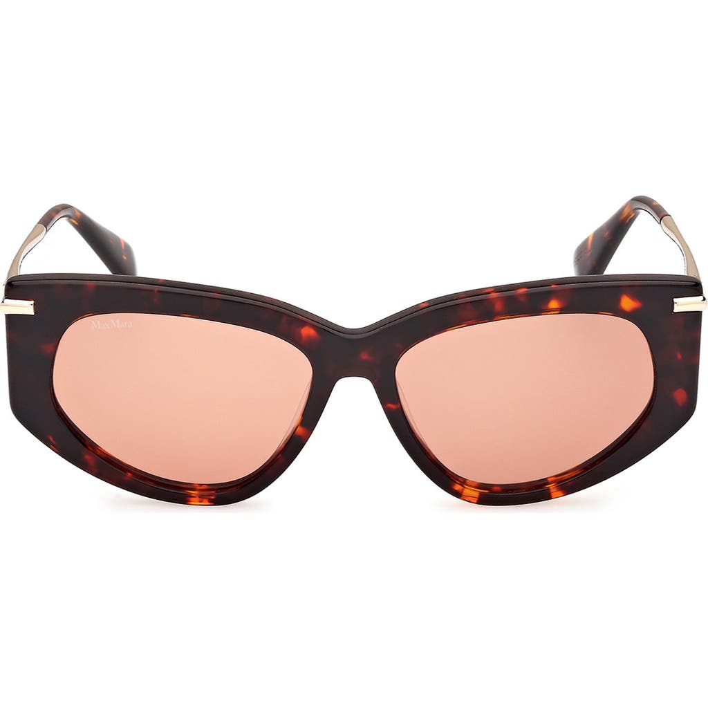Max Mara Women's Dark Havana Beth Cat-eye Sunglasses In Dark Havana/brown