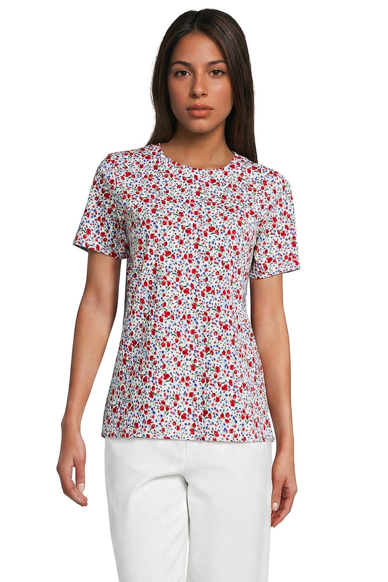Tall Relaxed Supima Cotton Embroidered Crew Neck T-Shirt, Main, color, Ivory Small Poppy Floral