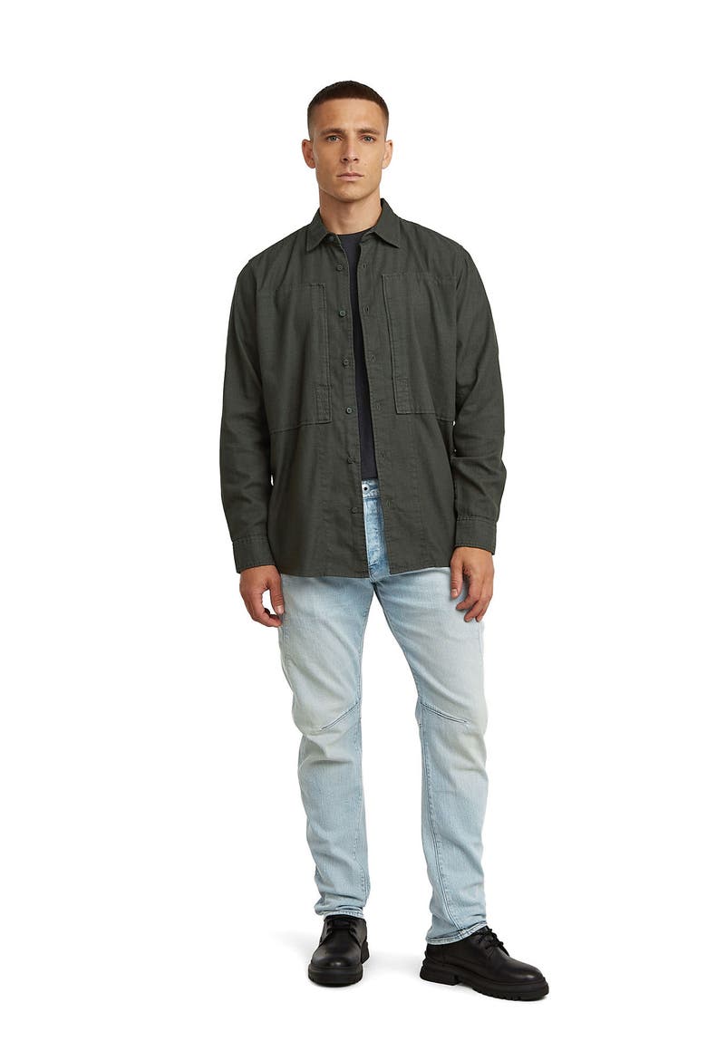 Paneled Cotton Blend Button-Up Shirt, Alternate, color, ASFALT GD