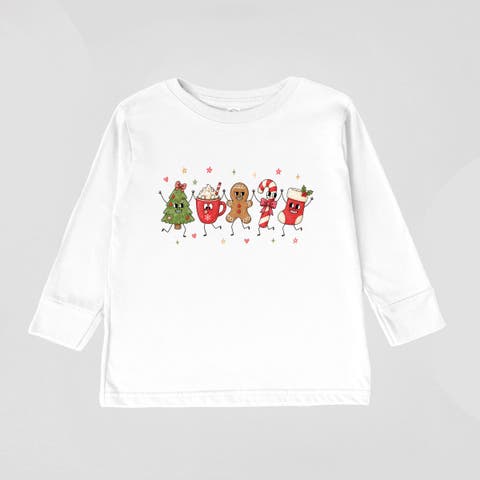 Christmas Icons Stick Figures Long Sleeve Tee Toddler