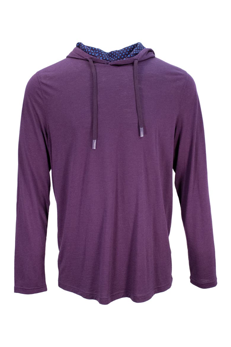 Hugo Extra Fine Merino Wool Lightweight Hoodie, Main, color, Plum