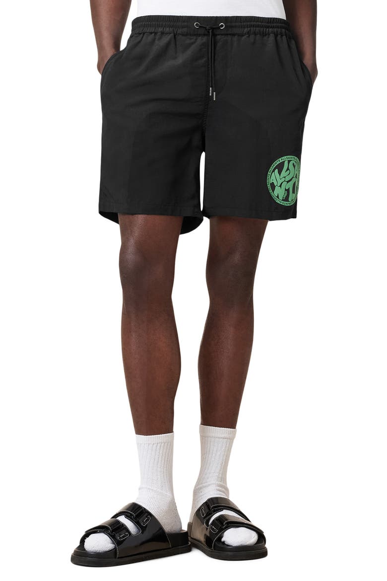 Distortion Swim Trunks, Main, color, JET BLACK