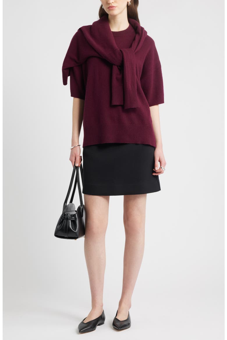 Twill Miniskirt, Alternate, color, BLACK