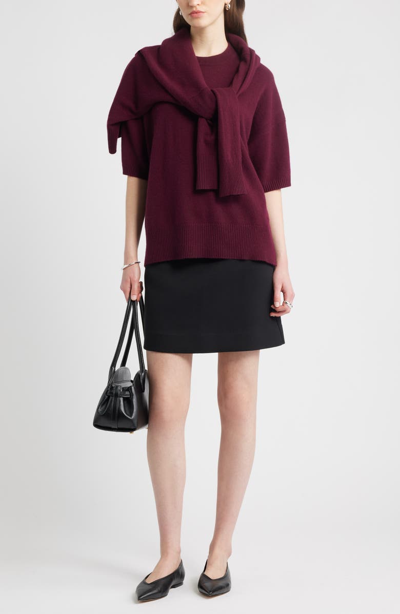 Nordstrom Twill Miniskirt, Alternate, color, Black