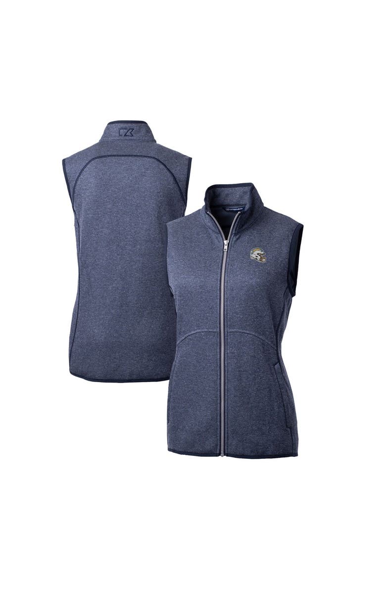 Cutter & Buck Women's Cutter & Buck  Navy Los Angeles Chargers Helmet Logo Mainsail Sweater-Knit Full-Zip Vest, Alternate, color, 