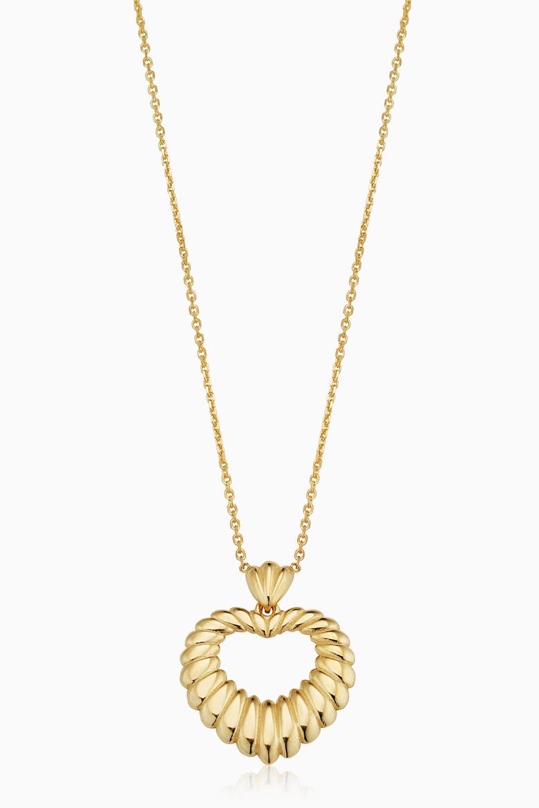 14K Yellow Gold Retro Heart Pendant Necklace, Main, color, Yellow Gold