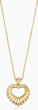 Oradina 14K Yellow Gold Retro Heart Pendant Necklace