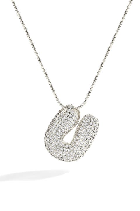 Pave Bubble Initial Necklace
