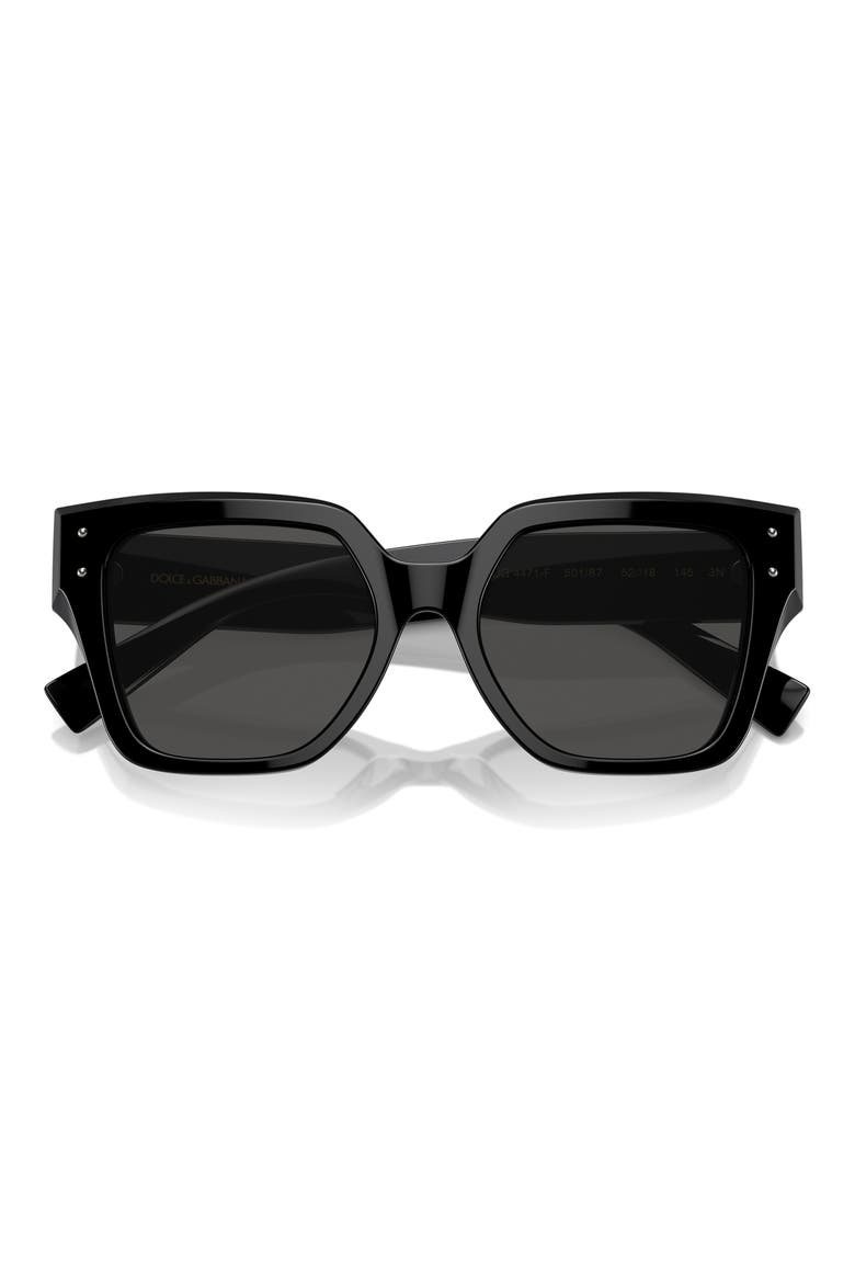 52mm Square Sunglasses, Main, color, BLACK