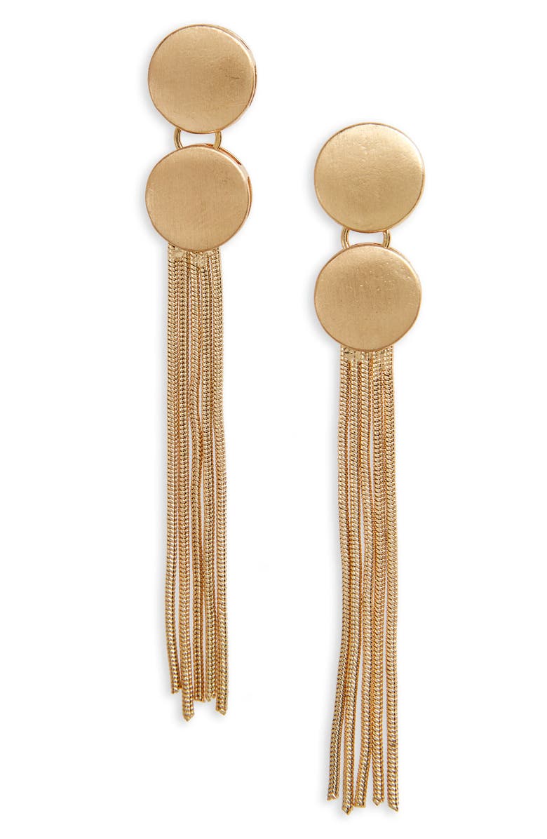 BP. Metal Button Tassel Earrings, Main, color,