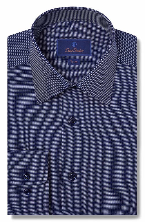 David Donahue Trim Fit Micropattern Pima Cotton Dobby Dress Shirt In Navy