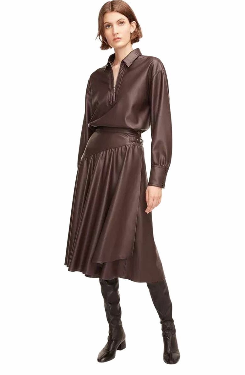 Rebecca Taylor Vegan Leather Midi Whisper Skirt, Main, color,