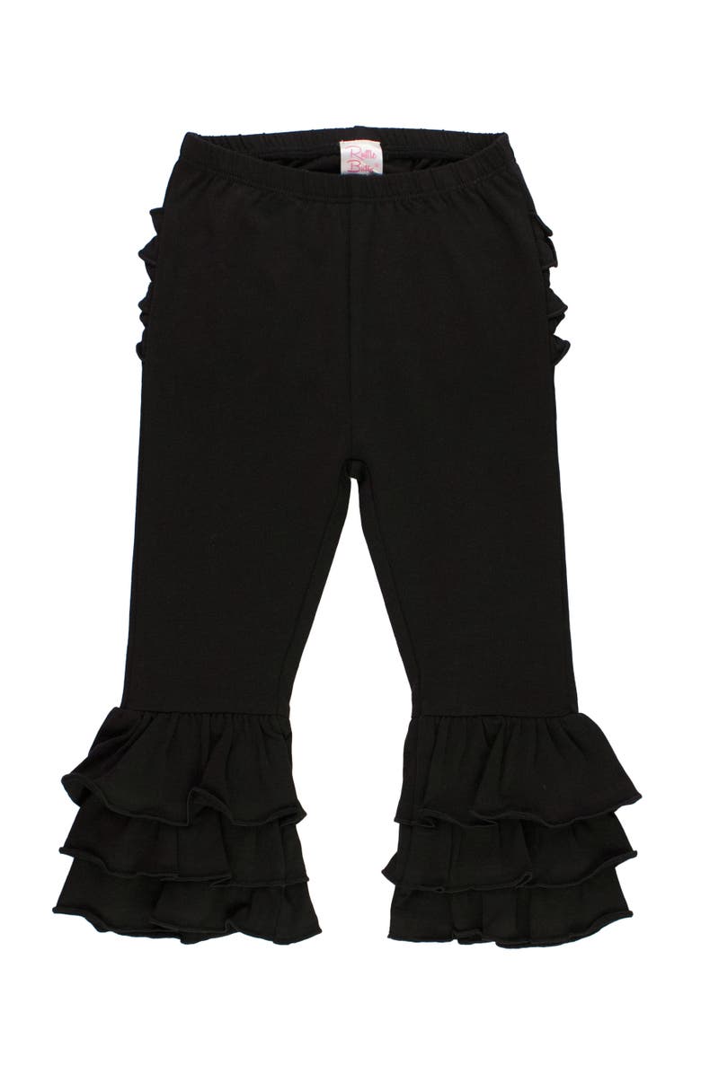 RuffleButts Baby/Toddler Girls Ruffle Flare Pants, Alternate, color, Black