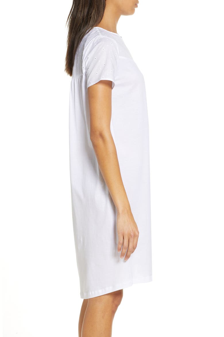 Kiah Eyelet Short Sleeve Nightgown, Alternate, color, WHITE