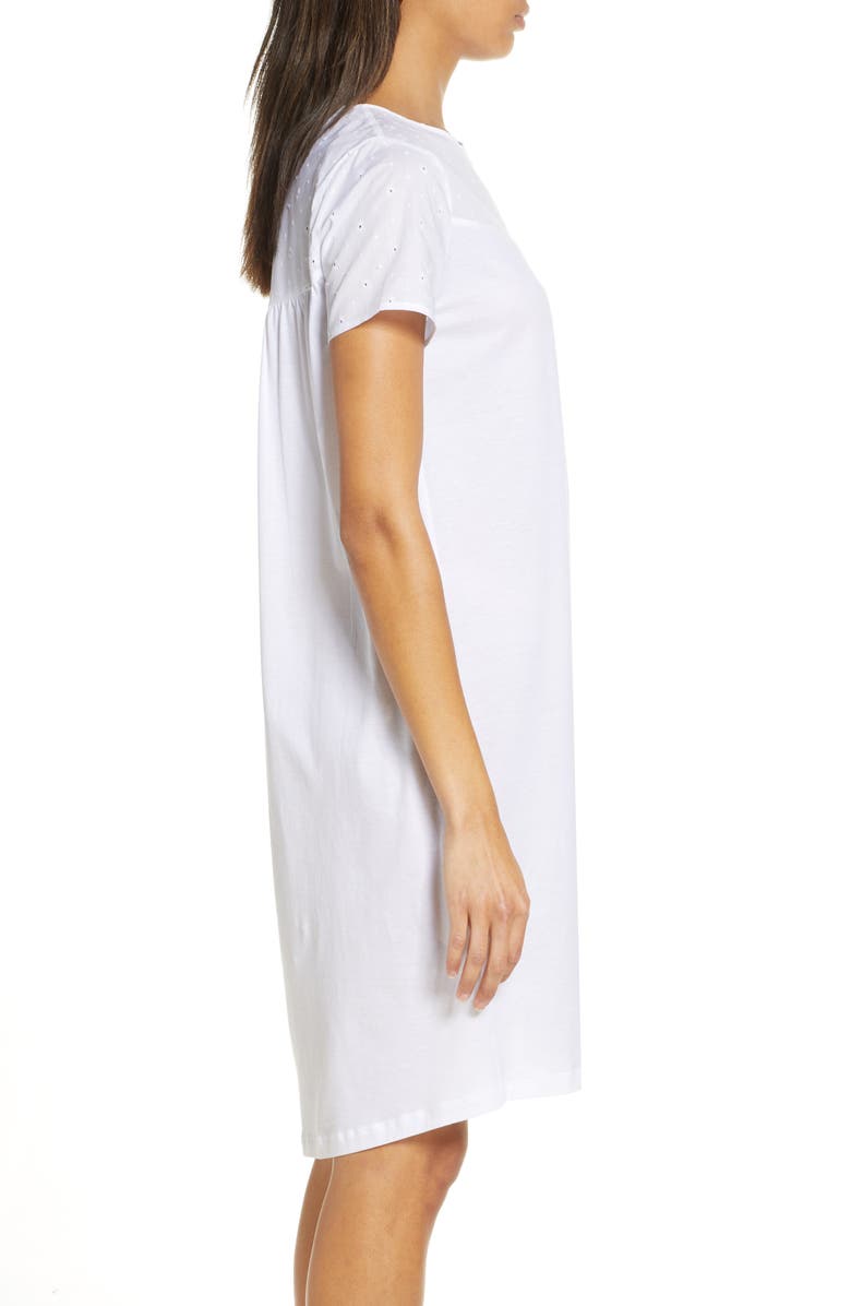 Hanro Kiah Eyelet Short Sleeve Nightgown, Alternate, color, 