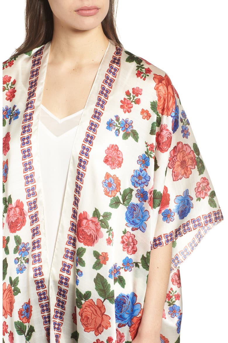 Floral Maxi Ruana, Alternate, color, IVORY