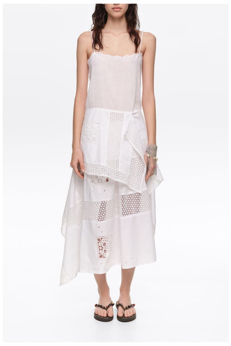 Embroidered Asymmetric Midi Skirt, Alternate, color, WHITE