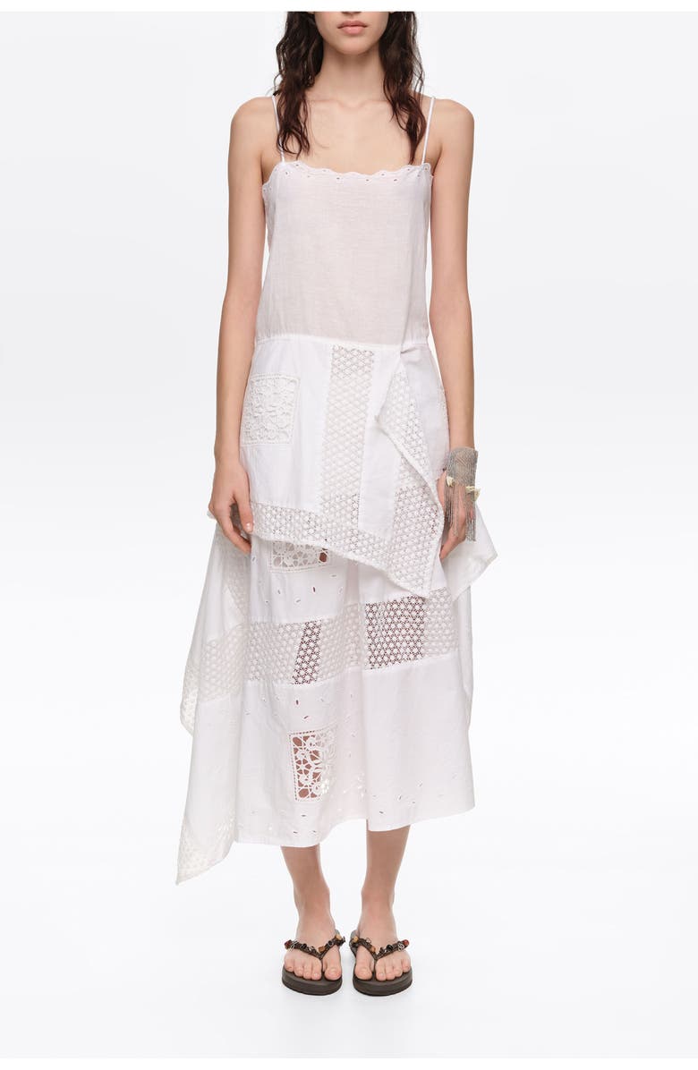 Bimba y Lola Embroidered Asymmetric Midi Skirt, Alternate, color, White