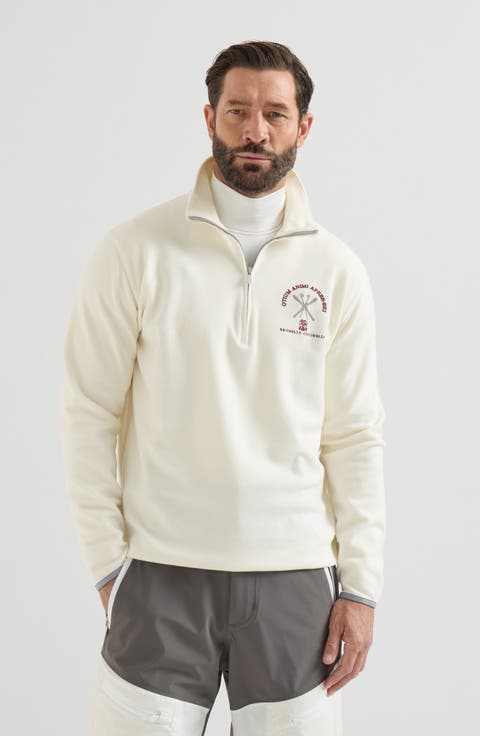 Techno cashmere and cotton sweatshirt with half zip
