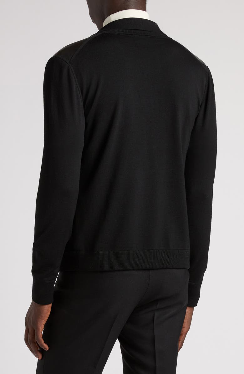 TOM FORD Mixed Media Leather & Wool Shirt Jacket, Alternate, color, Lb999 Black