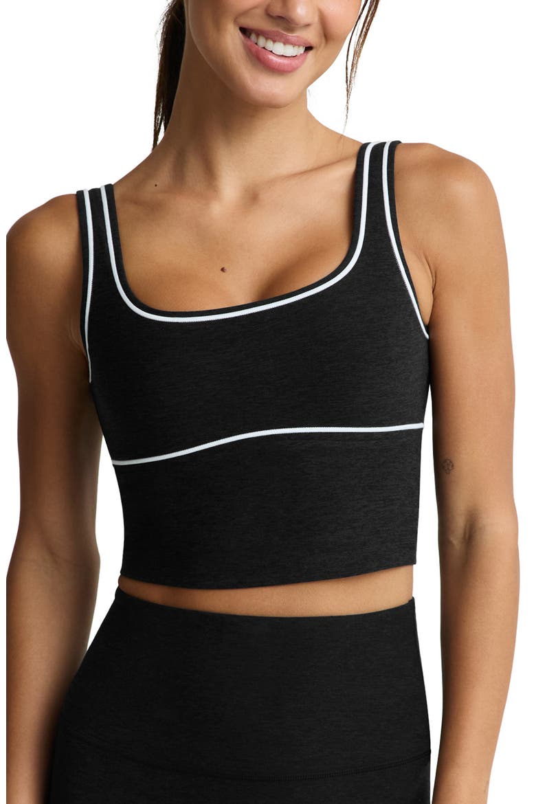 Spacedye Dynamic Performance Cropped Tank, Main, color, DARK CHOCOLATE HEATHER
