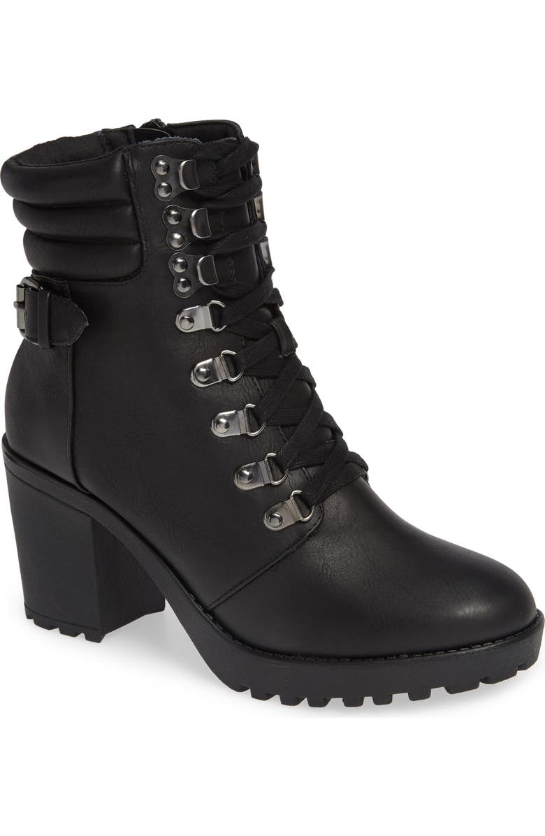 MIA Annamaria Lug Sole Combat Boot, Main, color, Black