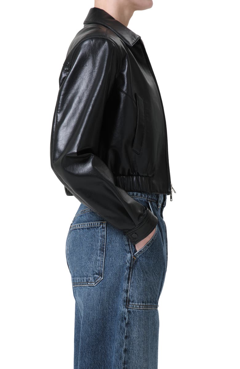 AGOLDE Essie Recycled Leather Crop Jacket, Alternate, color, Black
