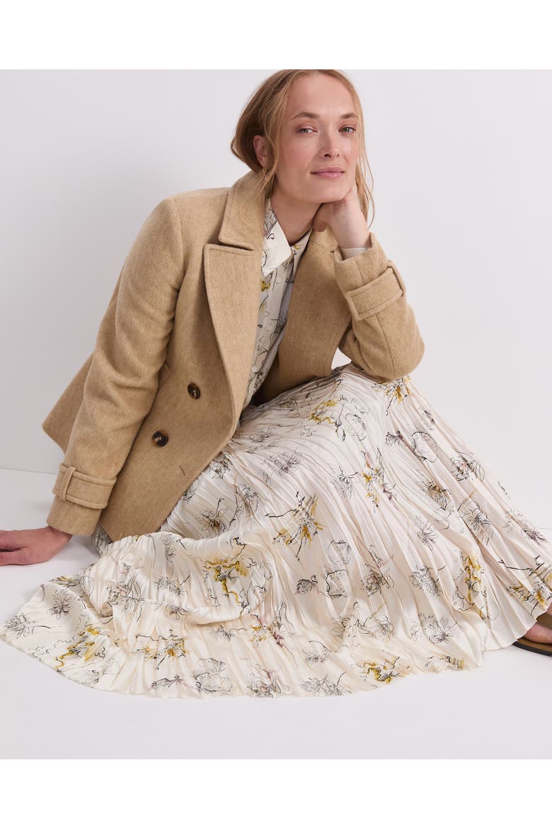 Wool-Blend Pea Coat, Alternate, color, Tan