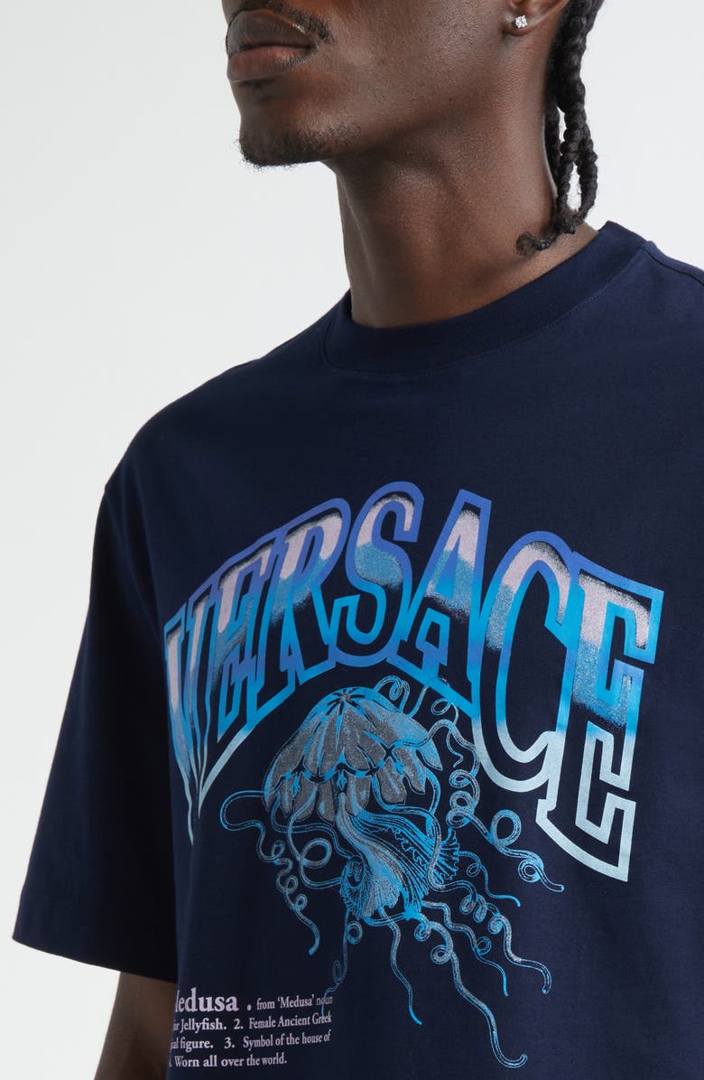 Versace La Medusa Varsity Graphic T-Shirt, Alternate, color, Navy Blue