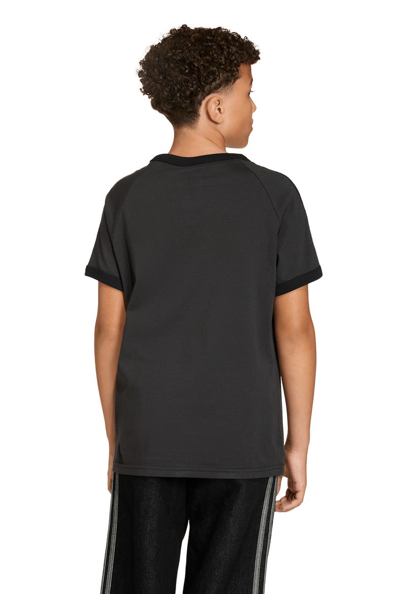 Kids' 3-Stripes Cotton T-Shirt, Alternate, color, UTILITY BLACK/ BLACK
