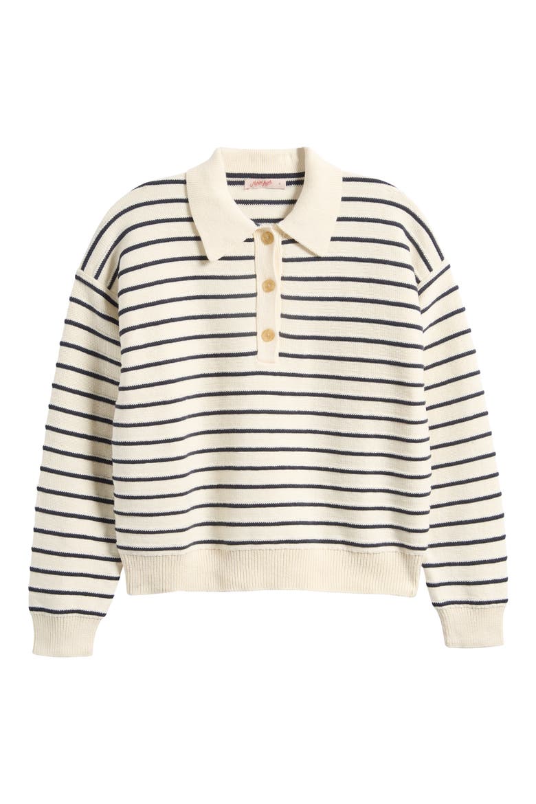 Valerie Cotton Polo Sweater, Alternate, color, CREAM AND TWILIGHT STRIPE