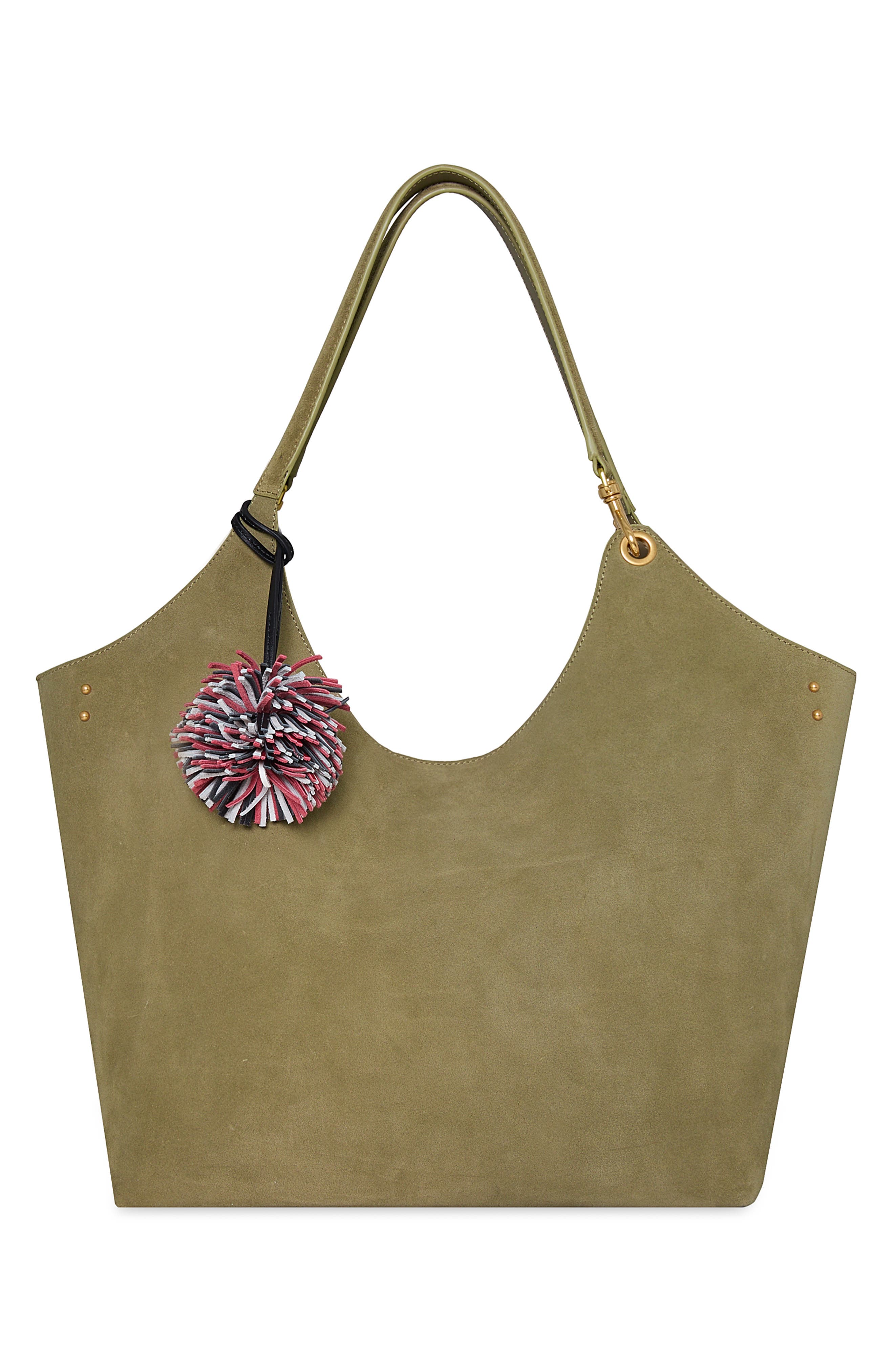 Rebecca Minkoff Pompom Bag Charm, Alternate, color, Black/ Siren/ White