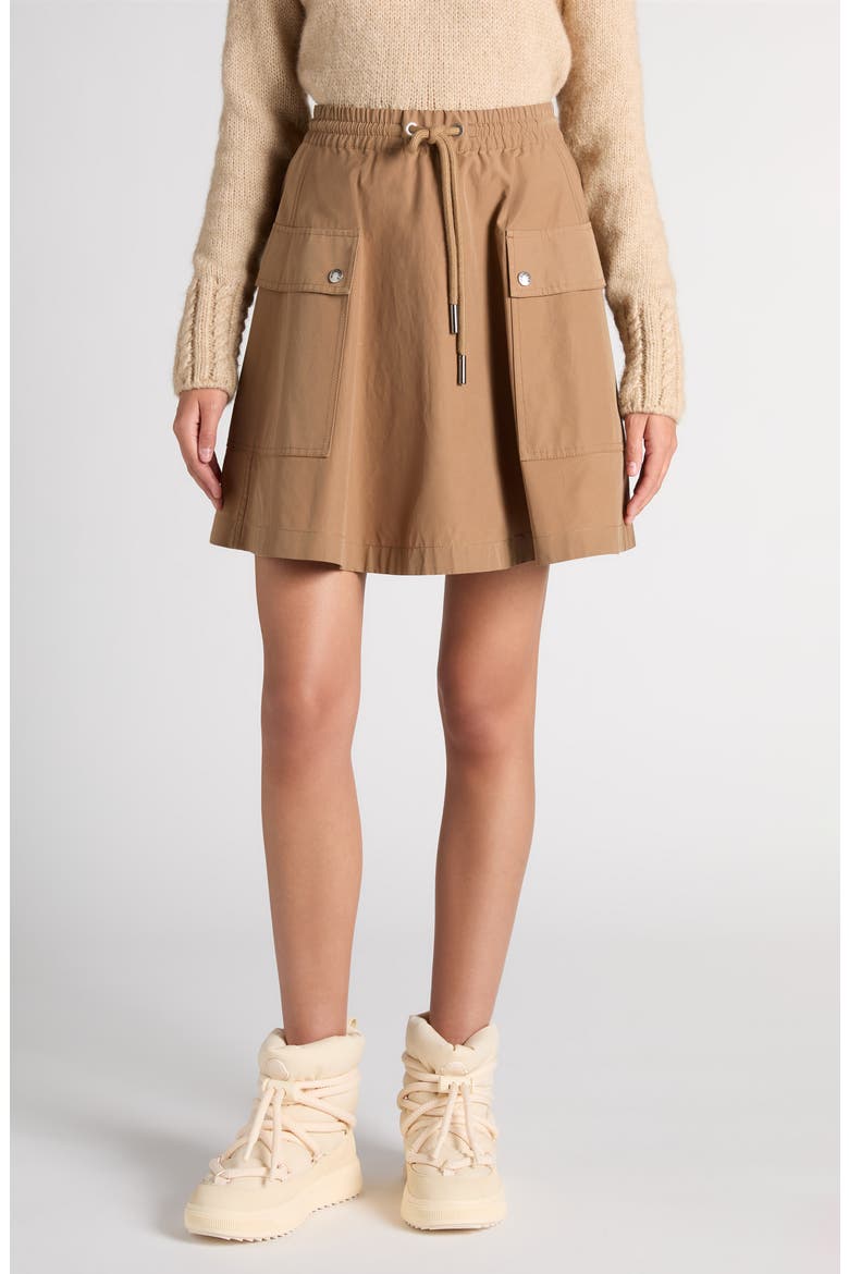Cotton Blend A-Line Mini Skirt, Main, color, BROWN