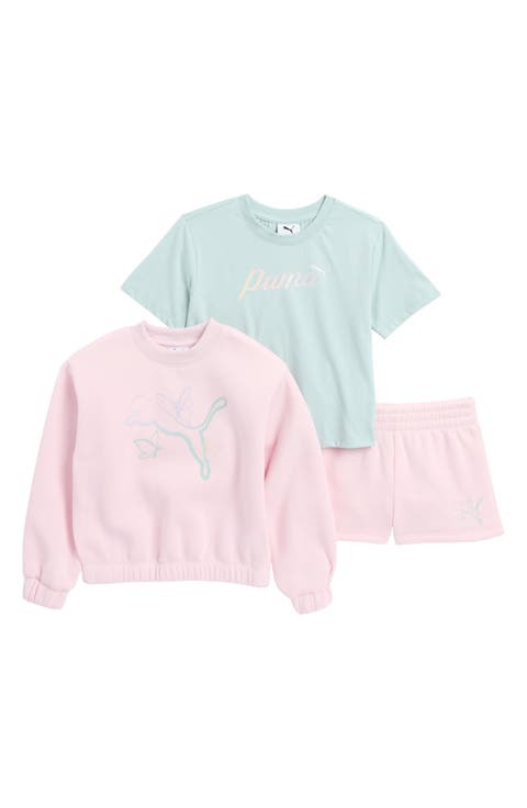 Kids' Logo T-Shirt, Fleece Sweatshirt & Shorts Set (Little Kid)