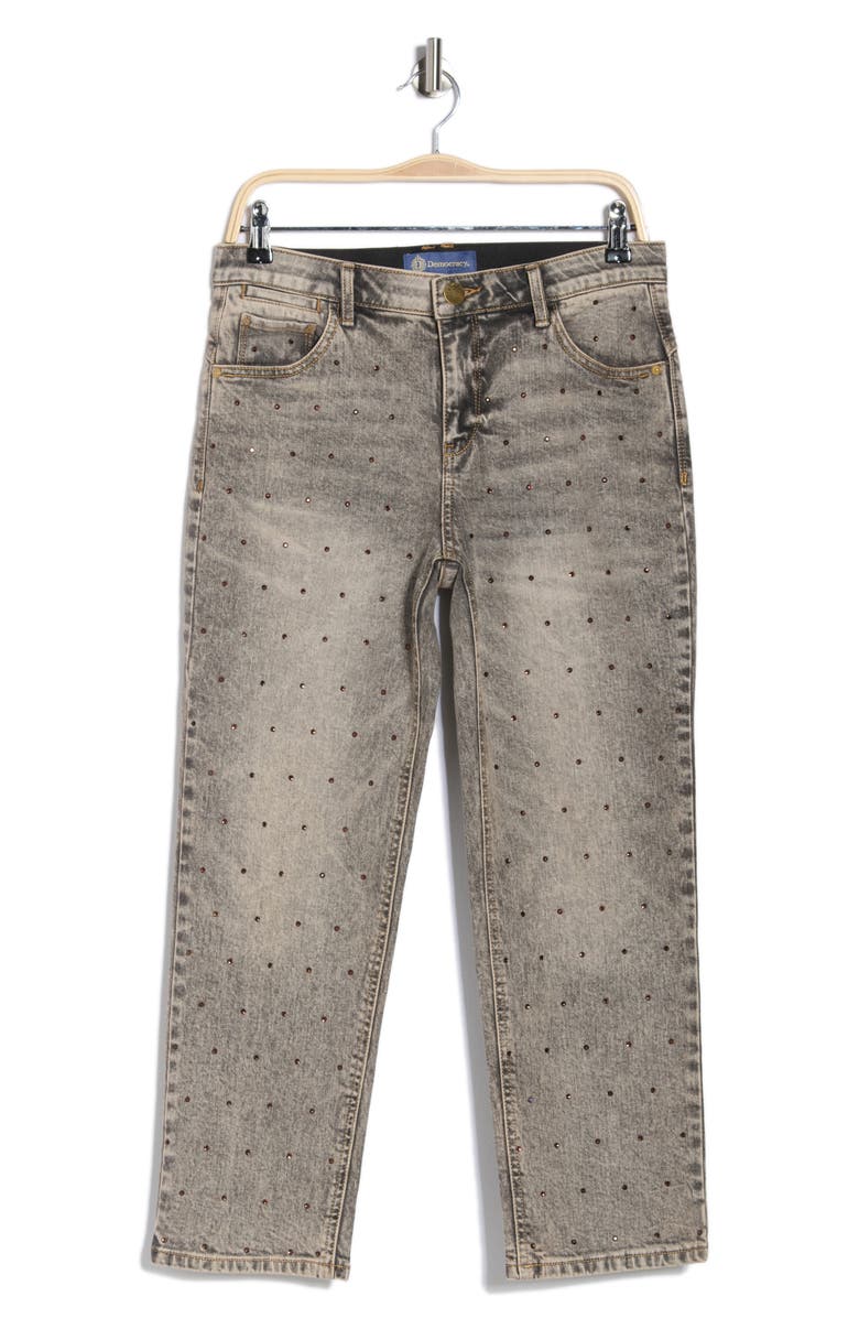 Democracy Crystal Embellished Boyfriend Jeans, Main, color, Tinted Brown