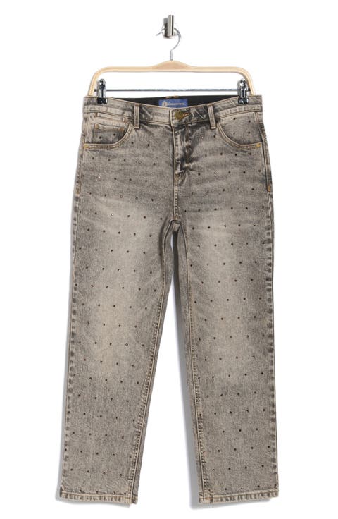 Crystal Embellished Boyfriend Jeans (Tinted Brown) (Petite)