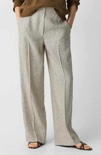 Theory Check Linen Blend Pants