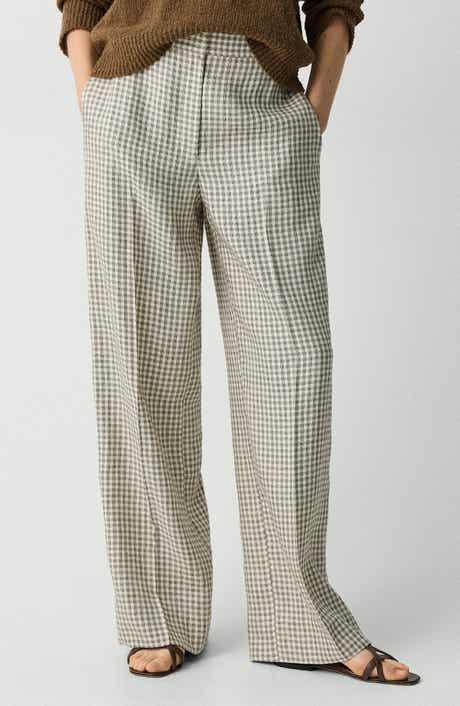 Theory Check Linen Blend Pants