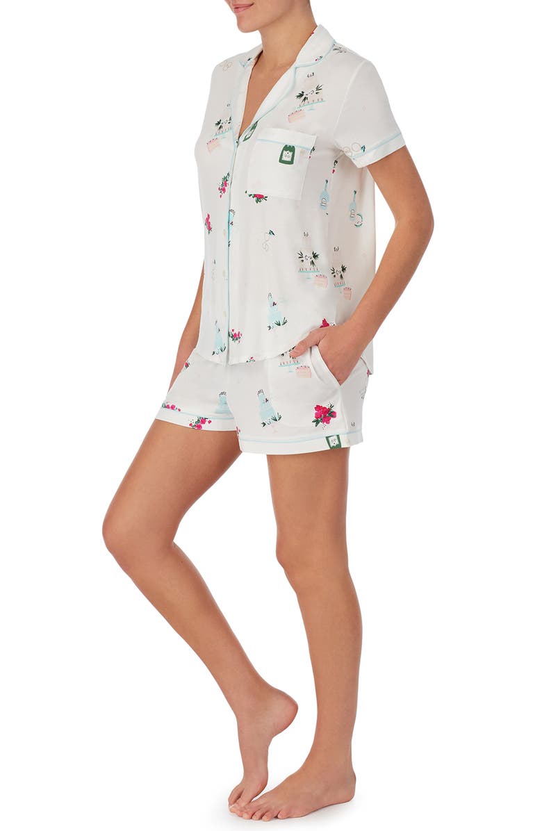 Kate Spade New York print short pajamas, Alternate, color, White