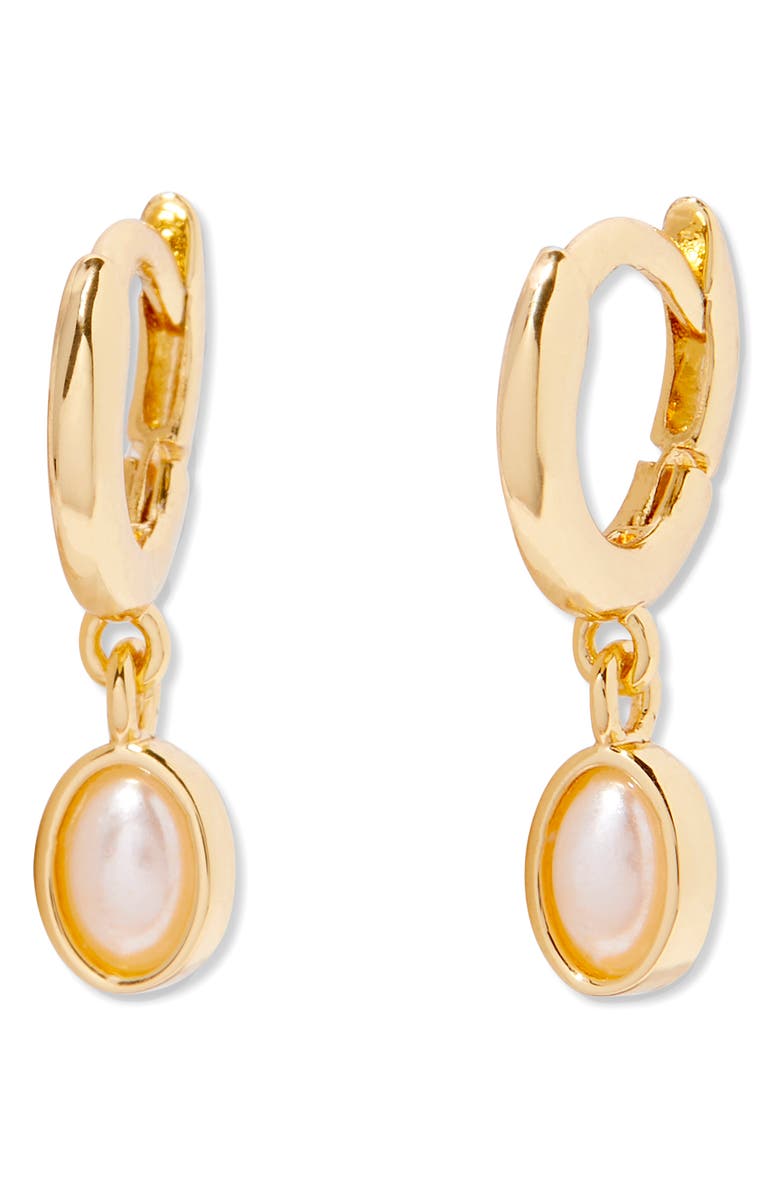 Brook and York Kara Mother-of-Pearl Drop Hoop Earrings, Main, color, Gold