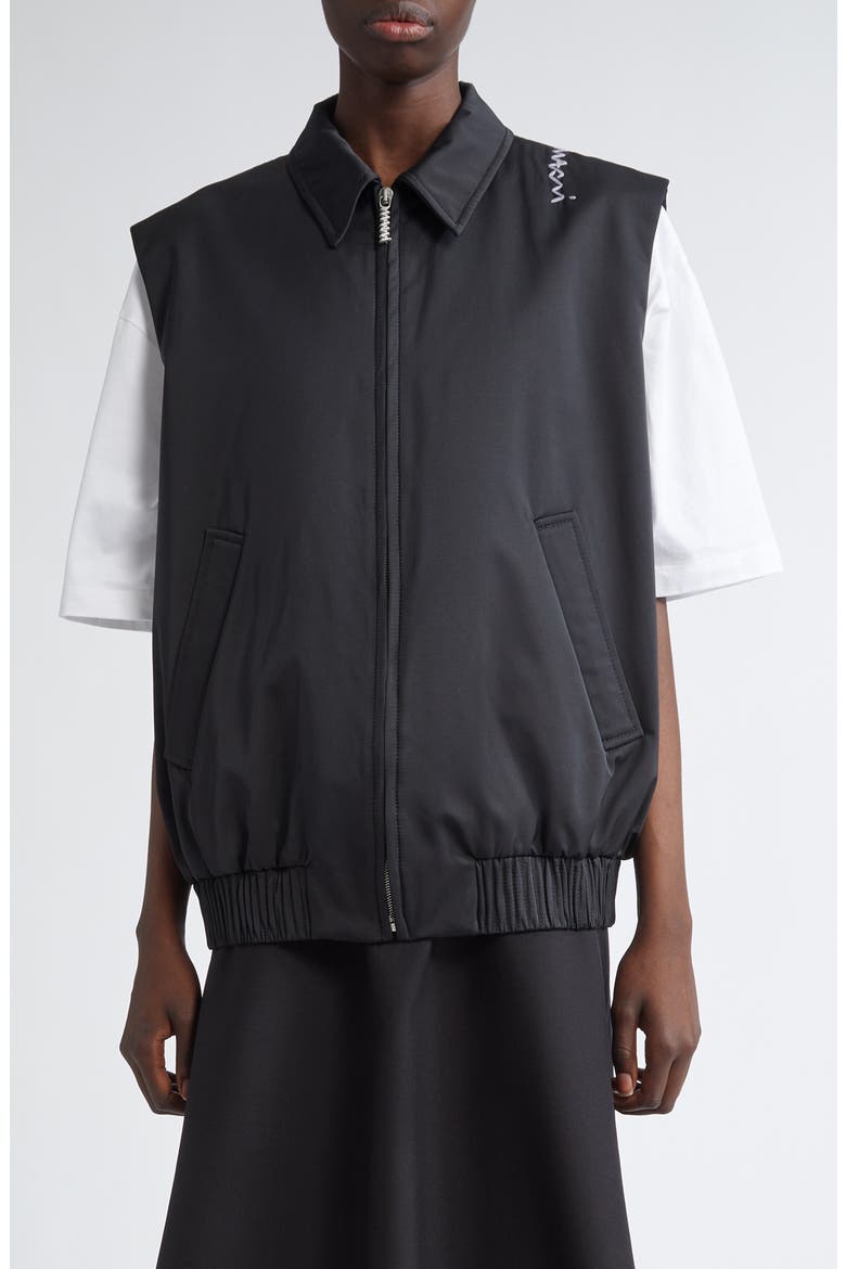 Collared Bomber Vest, Main, color, BLACK