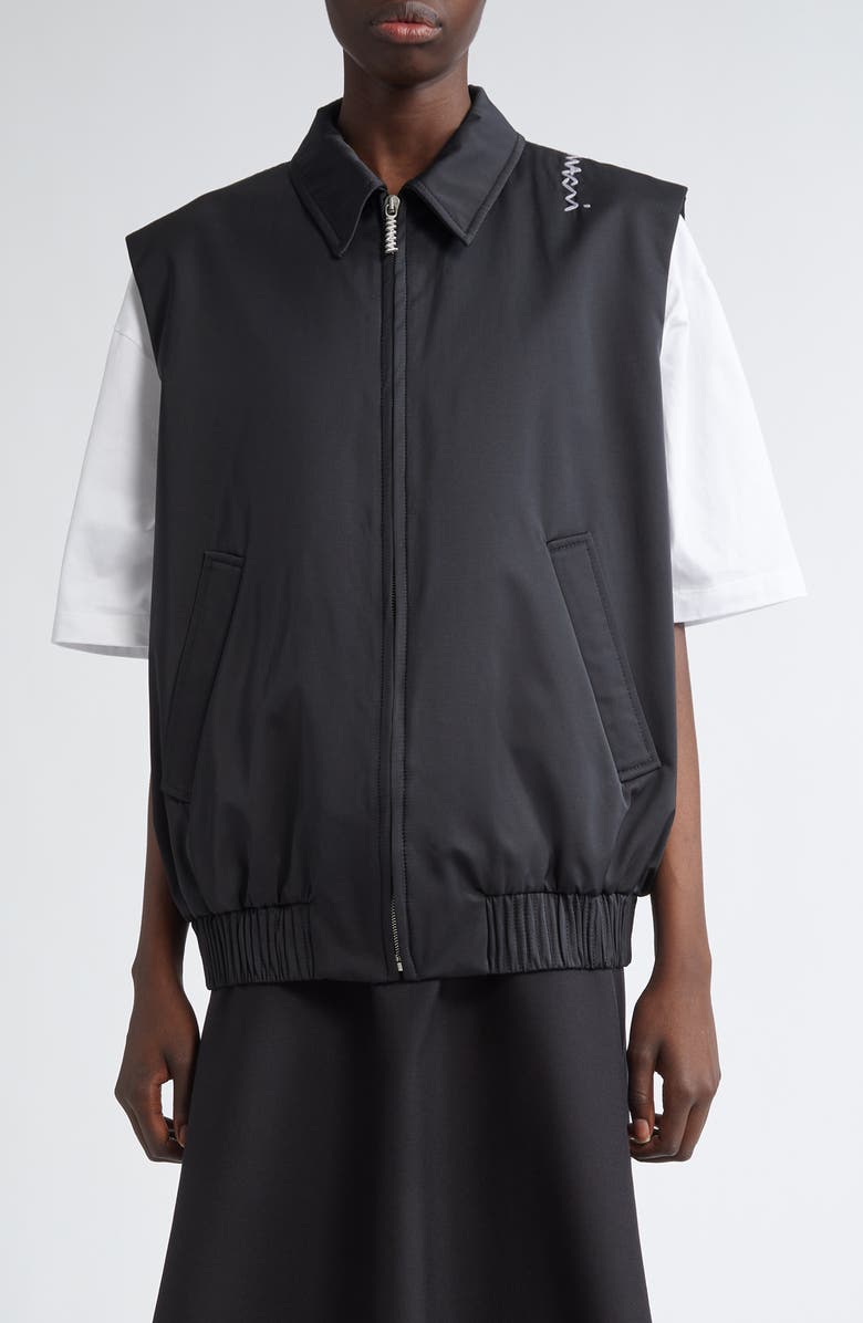 Marni Collared Bomber Vest, Main, color, Black