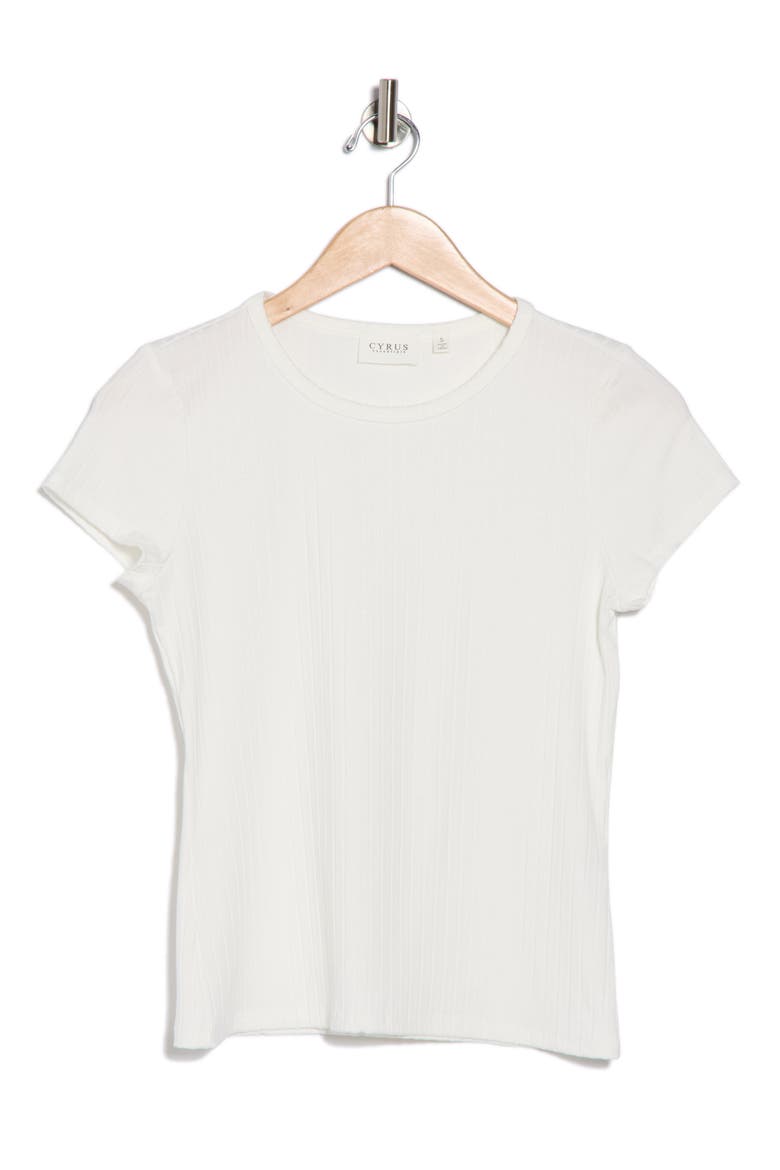 Crewneck Cap Sleeve Rib Top, Alternate, color, BONE