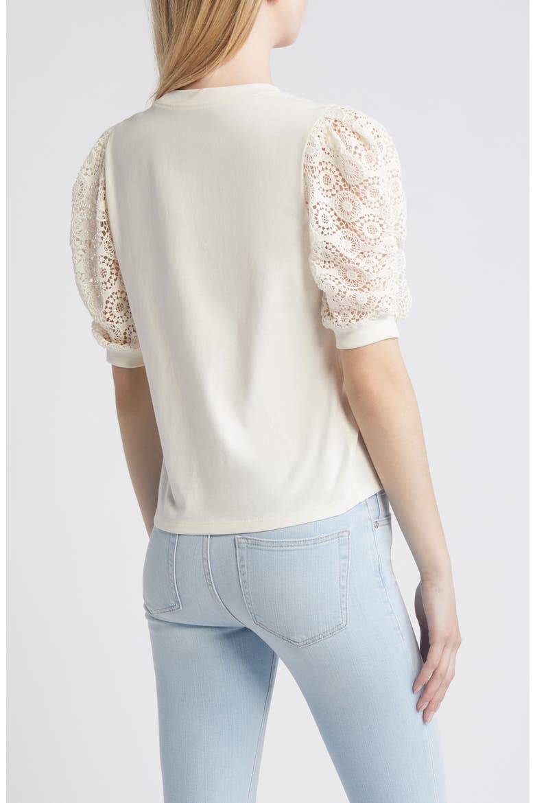 Frankie Lace Puff Sleeve T-Shirt, Alternate, color, CREAM