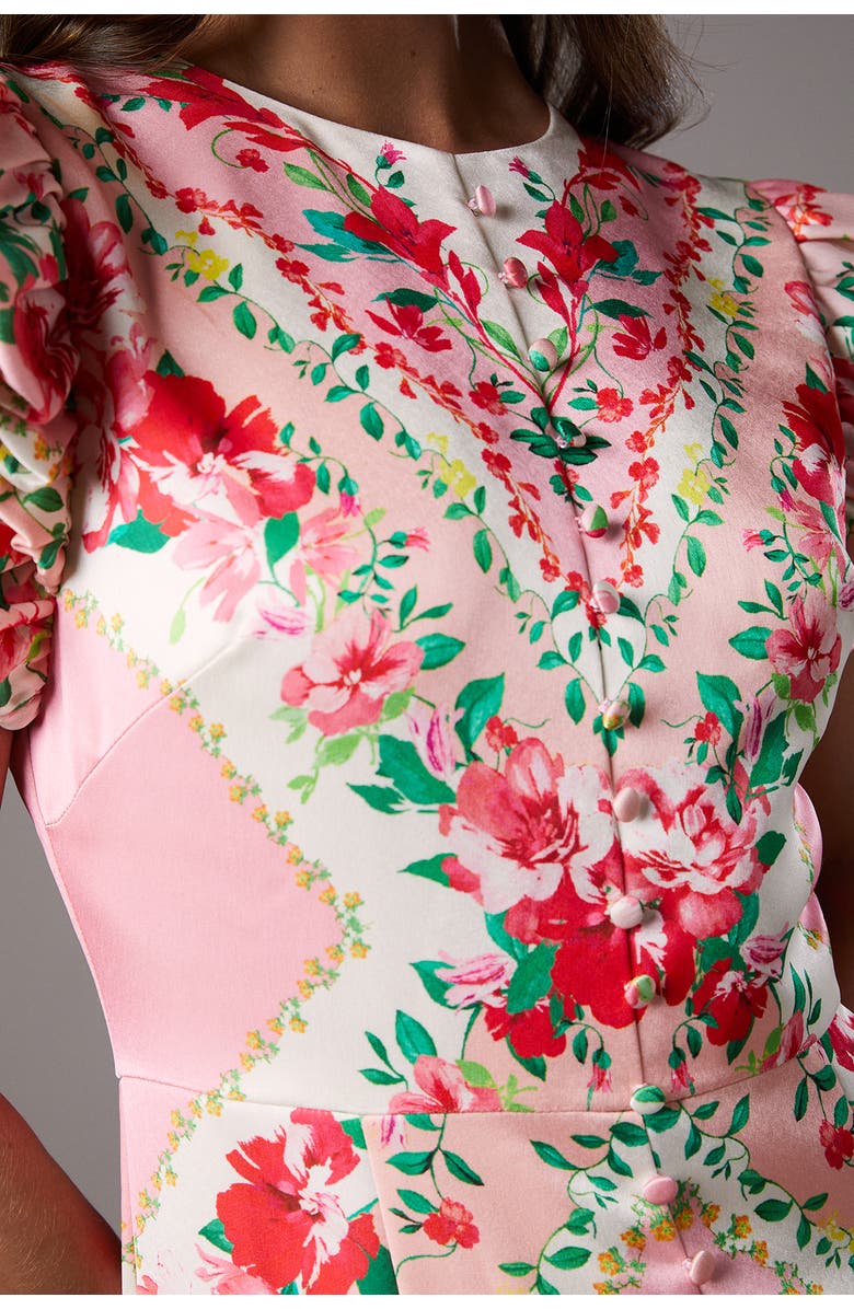 Coast Lisa Printed Ruffle Hem Midi Dress, Alternate, color, Pink