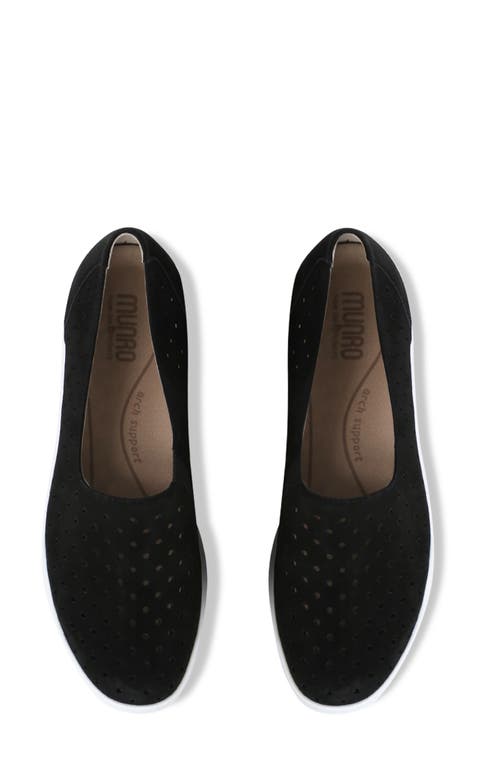 Munro Ridley Perforated Sneaker In Black Nubuck
