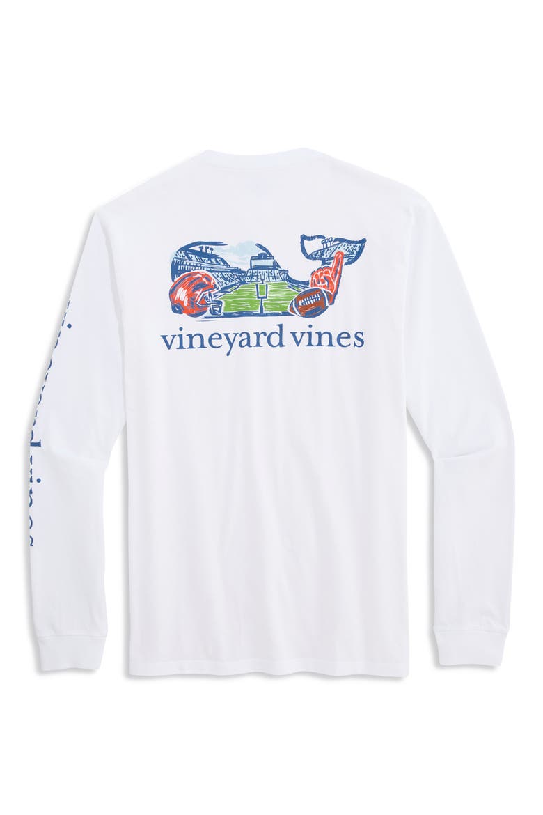 Football Field Whale Graphic Long Sleeve T-Shirt, Alternate, color, WHITE CAP