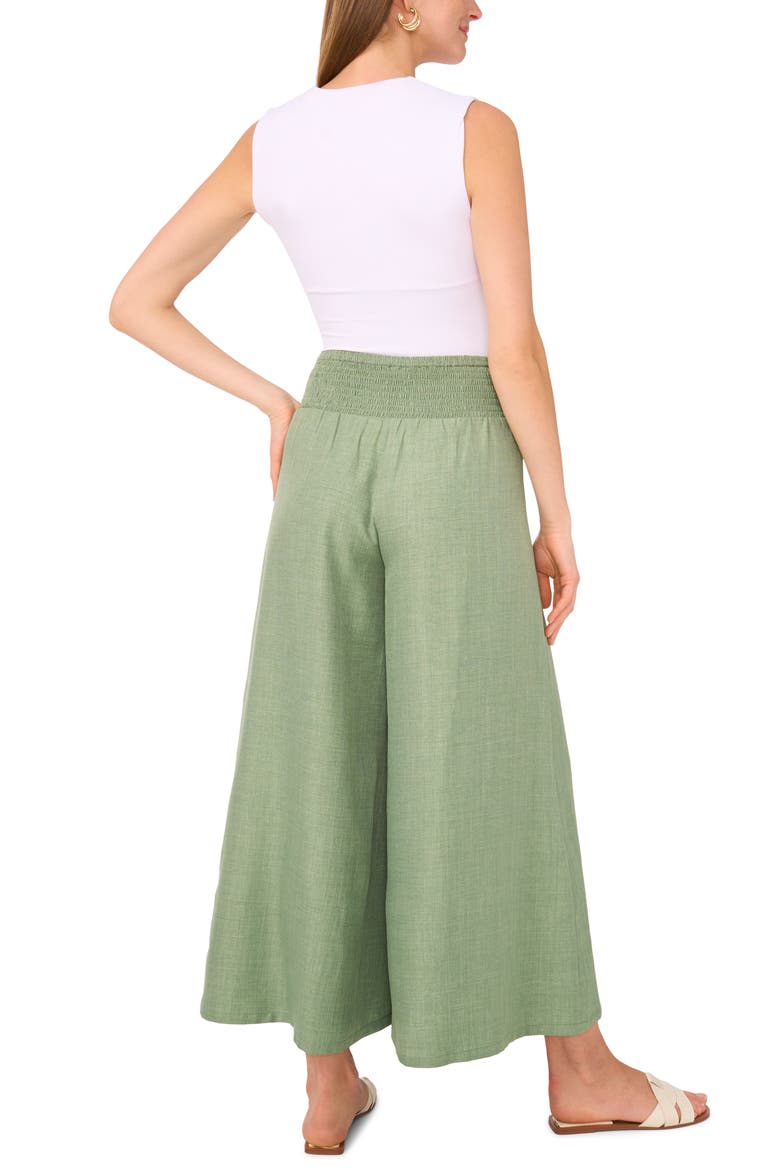Smocked Waist Crop Wide Leg Pants, Alternate, color, EUCALYPTUS